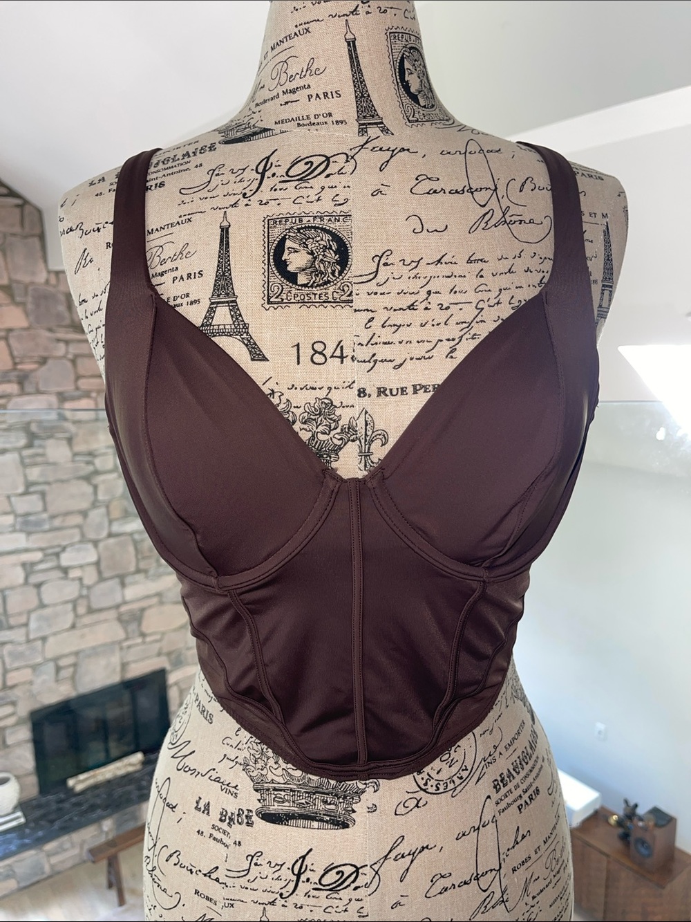 Gilly Hicks Chocolate Longline Underwire Bra